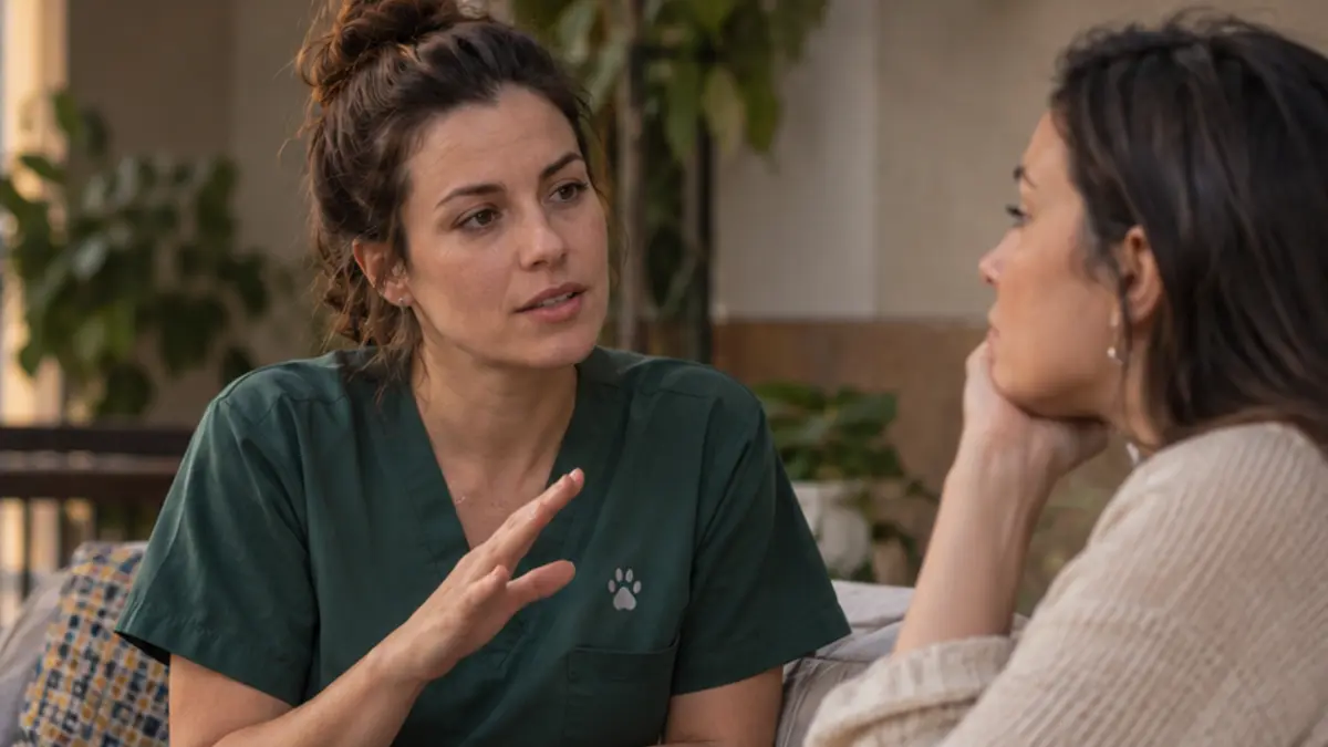 Duas mulheres conversam para transformar um incômodo repetido em pedido específico
